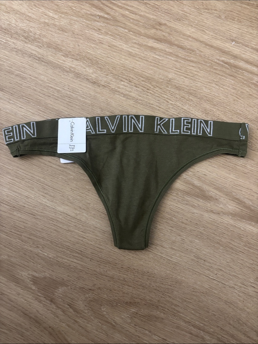 NWT Calvin Klein Olive Green Branded Thong